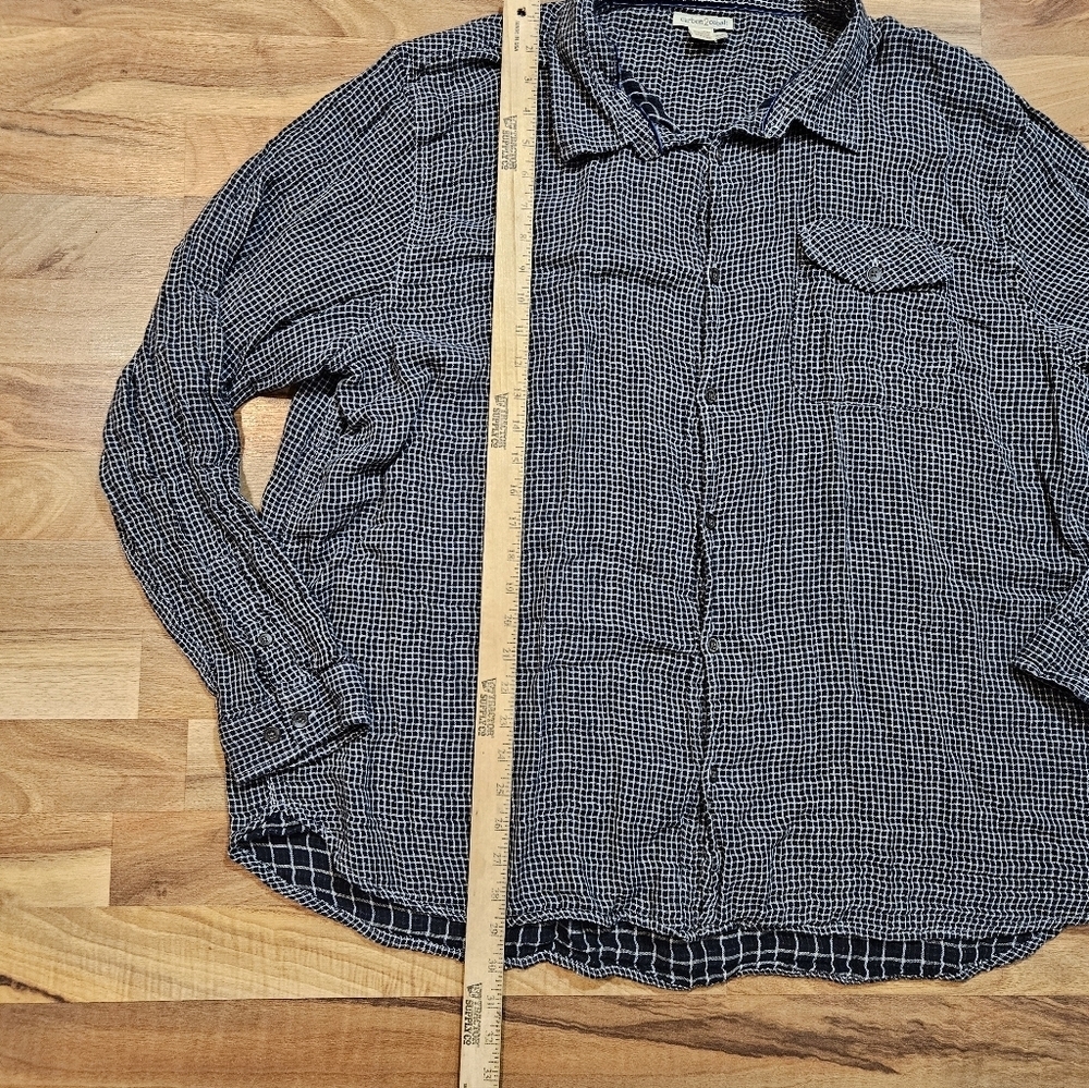 Carbon2Cobalt Men's XXL Blue White Textured Check Long Sleeve Shirt 100% Cotton - Picture 5 of 6